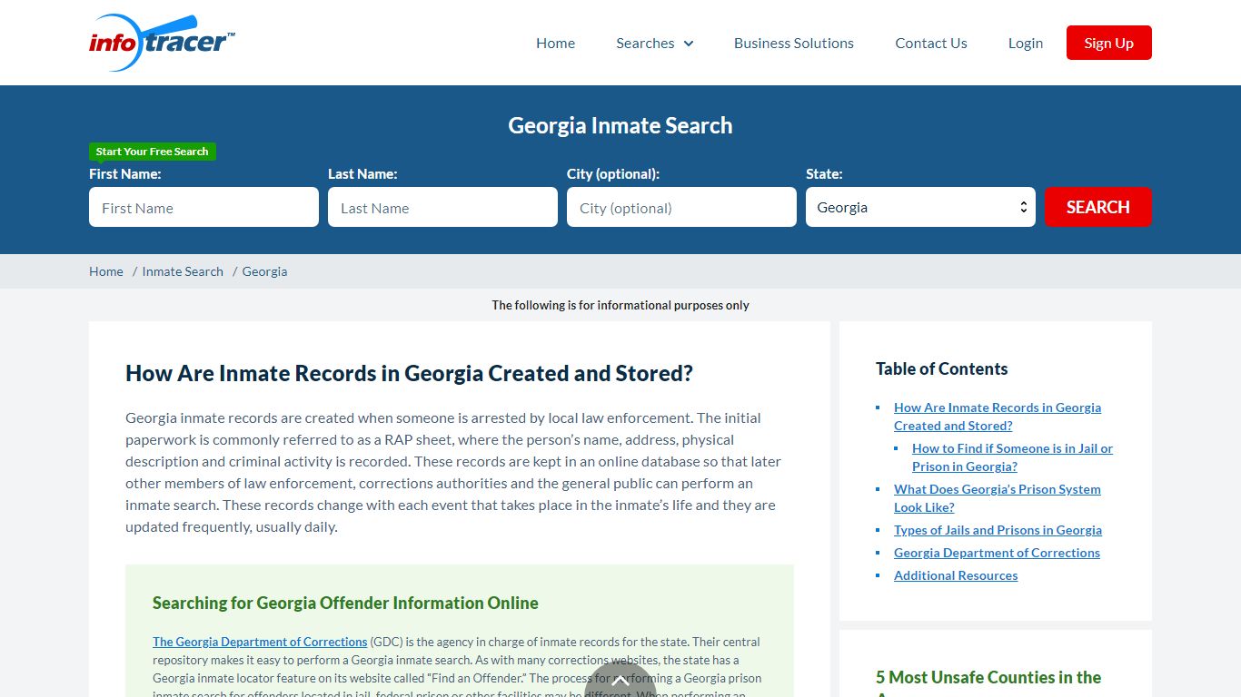 Georgia Inmate Search & Locator - Find a GA Offender - InfoTracer